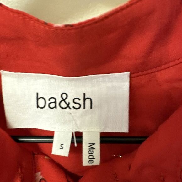 ba&sh Tanama Blouse Red Floral Gold Metallic Accents Women Size S/4 Fancy NWT - Picture 7 of 14